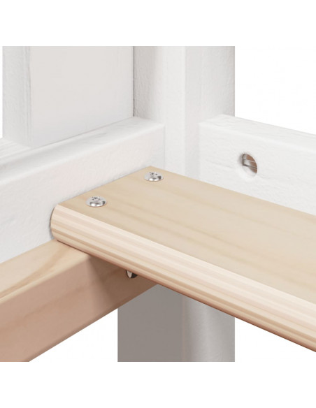 Letto a Soppalco con Tetto Bianco 80x200 cm in Legno di Pino