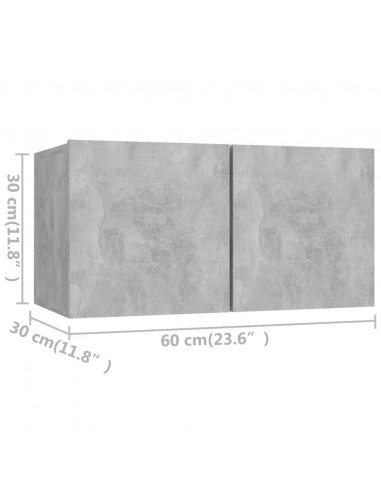 Mobili Porta TV 8 pz Grigio Cemento in Legno Multistrato