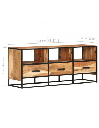 Mobile Porta TV 110x30x45 cm in Legno Massello di Acacia