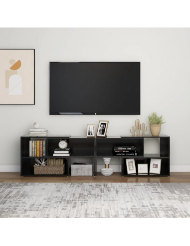 Mobile Porta TV Nero Lucido 149x30x52 cm in Legno Multistrato