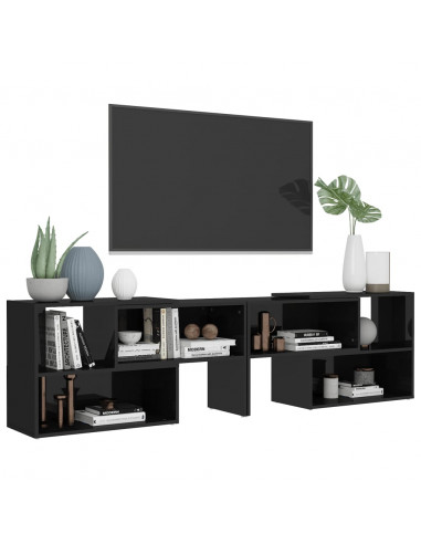 Mobile Porta TV Nero Lucido 149x30x52 cm in Legno Multistrato