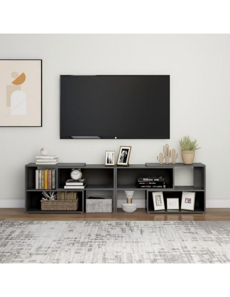 Mobile Porta TV Grigio Lucido 149x30x52 cm in Legno Multistrato