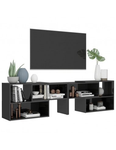 Mobile Porta TV Grigio Lucido 149x30x52 cm in Legno Multistrato