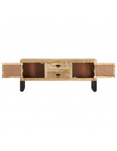 Mobile Porta TV 110x30x45 cm in Legno Massello di Mango Grezzo 2