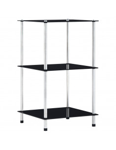 Scaffale a 3 Livelli Nero 40x40x67 cm in Vetro Temperato 2