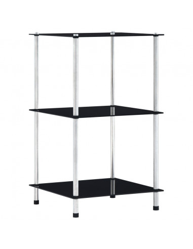 Scaffale a 3 Livelli Nero 40x40x67 cm in Vetro Temperato