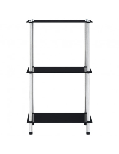 Scaffale a 3 Livelli Nero 40x40x67 cm in Vetro Temperato