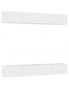 Mobili Porta TV 4 pz Bianchi 100x30x30 cm in Legno Multistrato 2