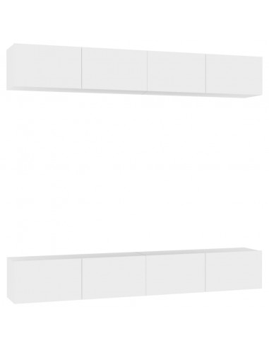 Mobili Porta TV 4 pz Bianchi 100x30x30 cm in Legno Multistrato