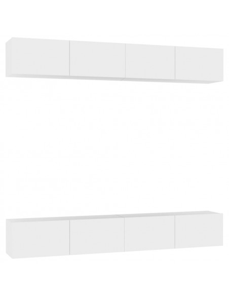 Mobili Porta TV 4 pz Bianchi 100x30x30 cm in Legno Multistrato