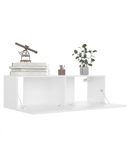 Mobili Porta TV 4 pz Bianchi 100x30x30 cm in Legno Multistrato