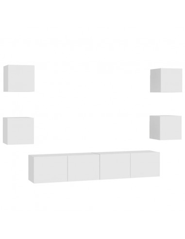 Set Mobili Porta TV 6 pz Bianco in Legno Multistrato