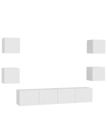 Set Mobili Porta TV 6 pz Bianco in Legno Multistrato