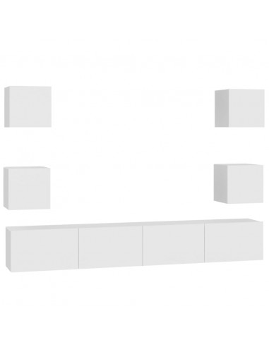 Set Mobili Porta TV 6 pz Bianco in Legno Multistrato