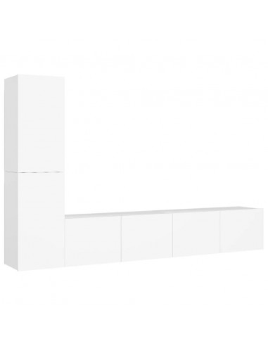 Set Mobili Porta TV 4 pz Bianco in Legno Multistrato