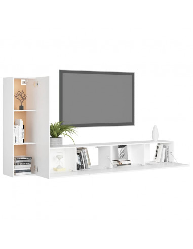 Set Mobili Porta TV 3 pz Bianco in Legno Multistrato