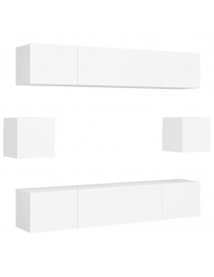 Set Mobili Porta TV 6 pz Bianco in Legno Multistrato 2