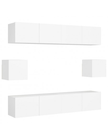 Set Mobili Porta TV 6 pz Bianco in Legno Multistrato