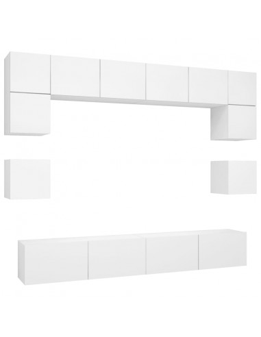 Set Mobili Porta TV 8 pz Bianco in Legno Multistrato