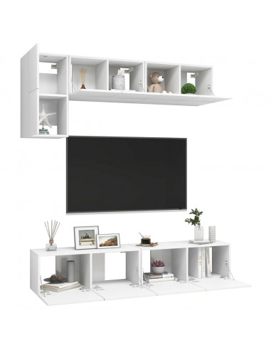 Set di Mobili Porta TV 5 pz Bianco in Legno Multistrato