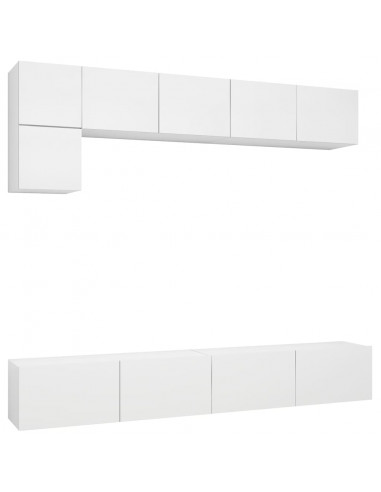 Set Mobili Porta TV 5 pz Bianco in Legno Multistrato