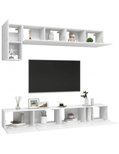 Set Mobili Porta TV 5 pz Bianco in Legno Multistrato