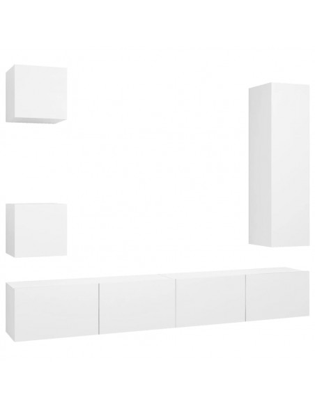 Set di Mobili Porta TV 5 pz Bianco in Legno Multistrato