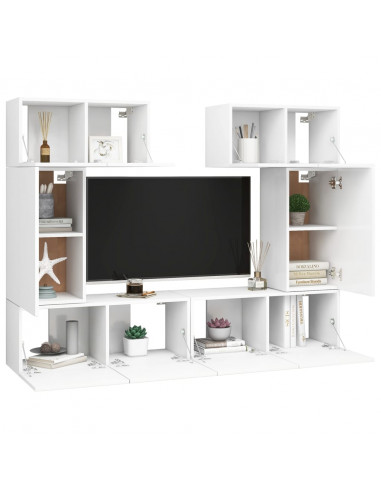 Set di Mobili Porta TV 6 pz Bianco in Legno Multistrato