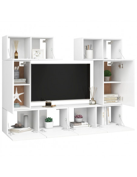 Set di Mobili Porta TV 6 pz Bianco in Legno Multistrato