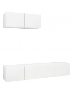 Mobili TV 3 pz Bianchi in Legno Multistrato 2