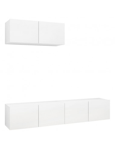 Mobili TV 3 pz Bianchi in Legno Multistrato