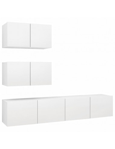 Set Mobili Porta TV 4 pz Bianco in Legno Multistrato