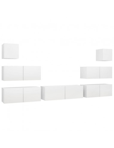 Set Mobili Porta TV 7 pz Bianco in Legno Multistrato