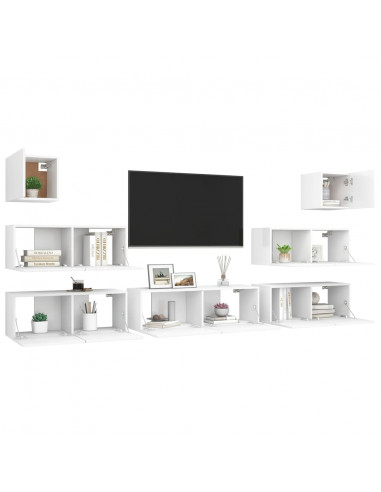 Set Mobili Porta TV 7 pz Bianco in Legno Multistrato