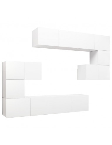 Set Mobili Porta TV 8 pz Bianco in Legno Multistrato