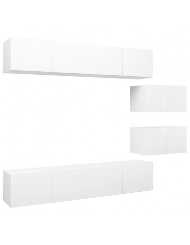 Set Mobili Porta TV 6 pz Bianco in Legno Multistrato