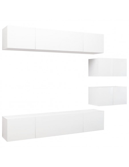 Set Mobili Porta TV 6 pz Bianco in Legno Multistrato
