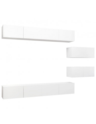Set Mobili Porta TV 6 pz Bianco in Legno Multistrato