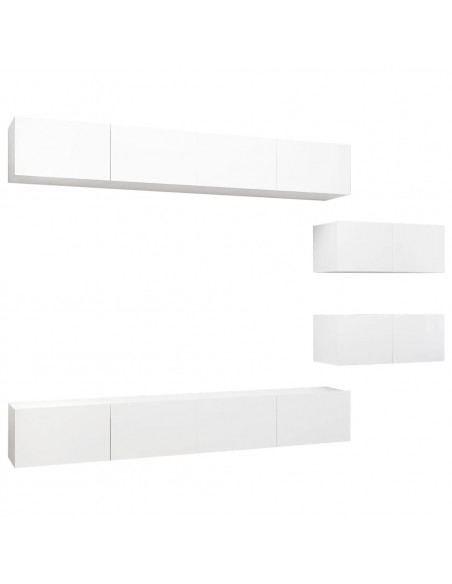 Set Mobili Porta TV 6 pz Bianco in Legno Multistrato