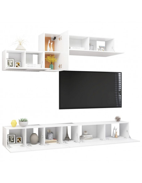 Set di Mobili Porta TV 6 pz Bianco in Legno Multistrato