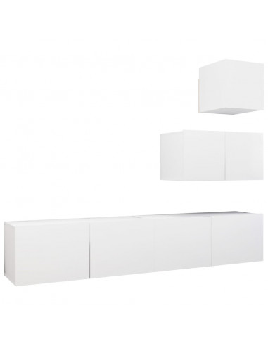 Set Mobili Porta TV 4 pz Bianco in Legno Multistrato