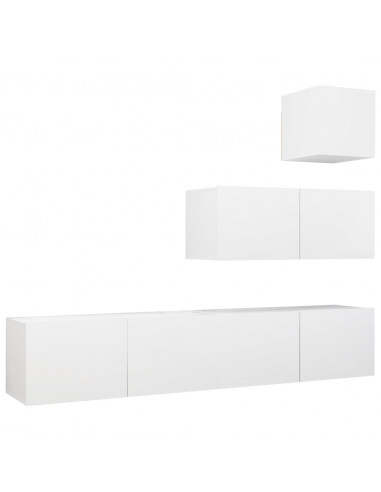 Set Mobili Porta TV 4 pz Bianco in Legno Multistrato