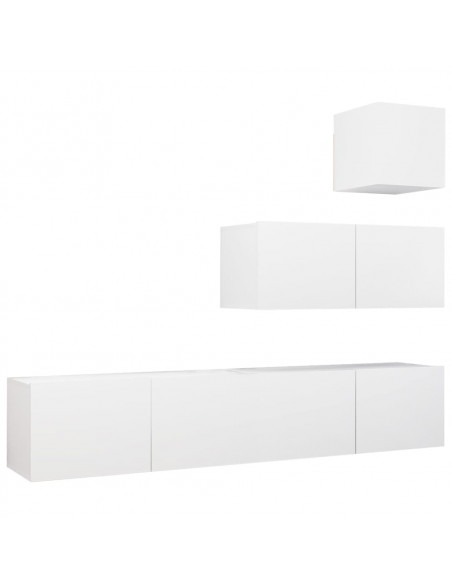 Set Mobili Porta TV 4 pz Bianco in Legno Multistrato