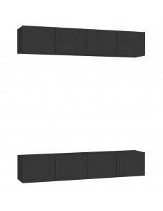 Mobili Porta TV 4 pz Neri 80x30x30 cm in Legno Multistrato 2