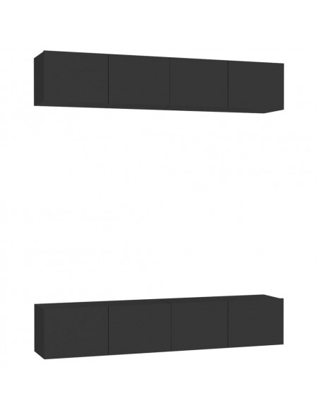 Mobili Porta TV 4 pz Neri 80x30x30 cm in Legno Multistrato