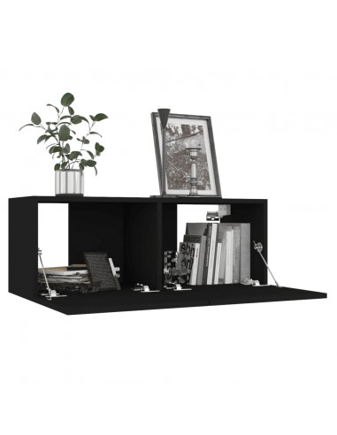 Mobili Porta TV 4 pz Neri 80x30x30 cm in Legno Multistrato