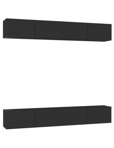Mobili Porta TV 4 pz Neri 100x30x30 cm in Legno Multistrato