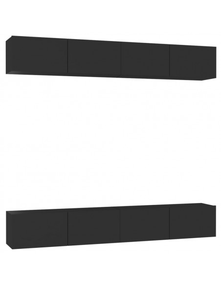 Mobili Porta TV 4 pz Neri 100x30x30 cm in Legno Multistrato