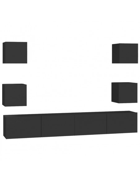 Set di Mobili Porta TV 6 pz Nero in Legno Multistrato