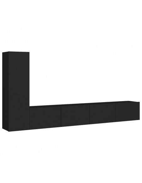 Set di Mobili Porta TV 3 pz Nero in Legno Multistrato